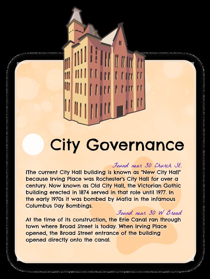 A history card about Rochester's old City Hall